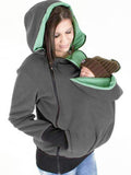 Muttermode Fleece Tragejacke Tupfen Babytrage Hoodie Umstandsjacke 3-In-1-Langarm-Känguru-Mantel Abnehmbarer Babyhalter