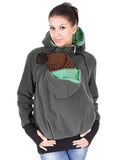 Muttermode Fleece Tragejacke Tupfen Babytrage Hoodie Umstandsjacke 3-In-1-Langarm-Känguru-Mantel Abnehmbarer Babyhalter