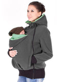 Muttermode Fleece Tragejacke Tupfen Babytrage Hoodie Umstandsjacke 3-In-1-Langarm-Känguru-Mantel Abnehmbarer Babyhalter