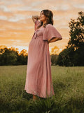 Muttermode Sommerkleid Schwangerschaftsmode Schleife Kleid Für Babybauchshooting Lang Flatterkleid
