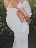 Muttermode Umstandskleider Anlasskleider Elegant Blumen Bodycon Purfle Meerjungfrau Rückenschnürung Rückenfrei Schwangerschaft Maxikleider