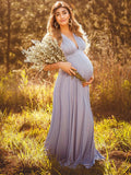 Muttermode Sommer Boho Kleid Fotoshooting Rückenfrei Festliche Umstandskleider Lang Kleider