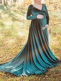 Muttermode Umstandskleider Schwangerschafts Fotoshooting Off Shoulder Schleppe Abendkleid Maxikleider